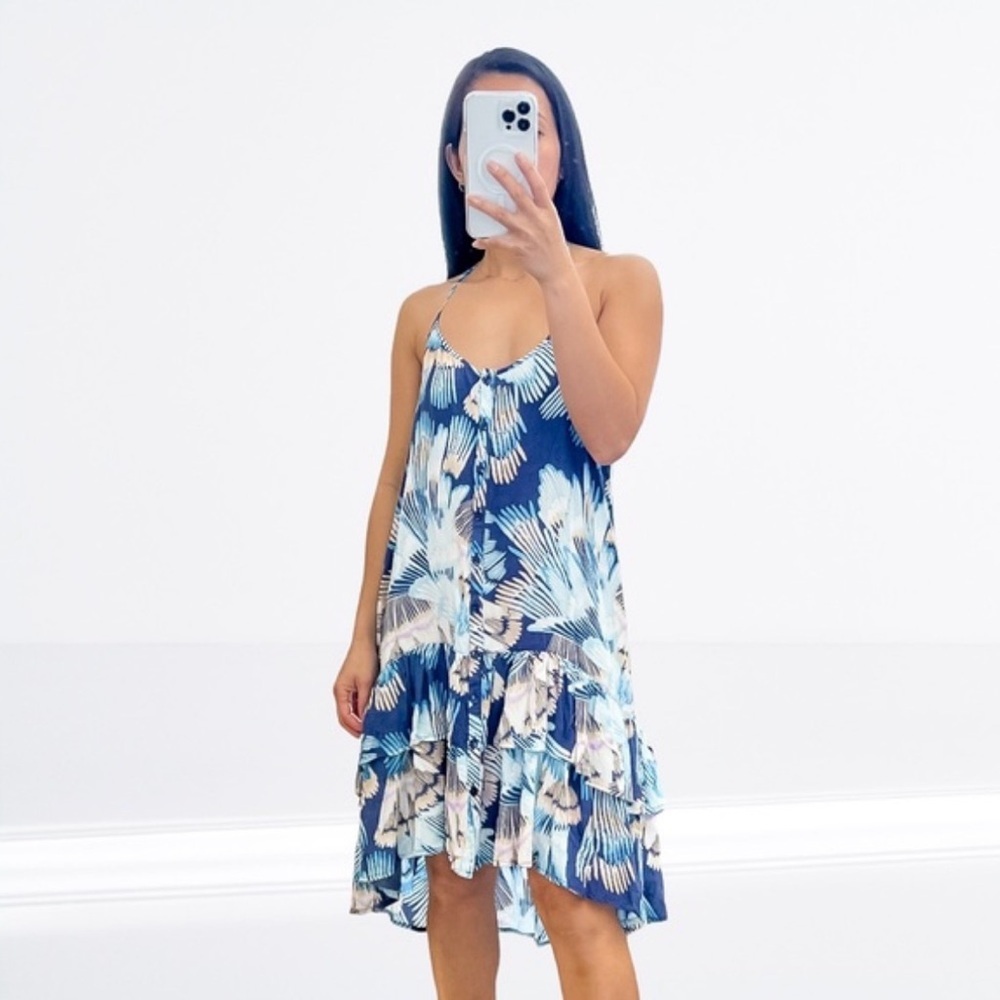 Free people tropical ruffle shift dress